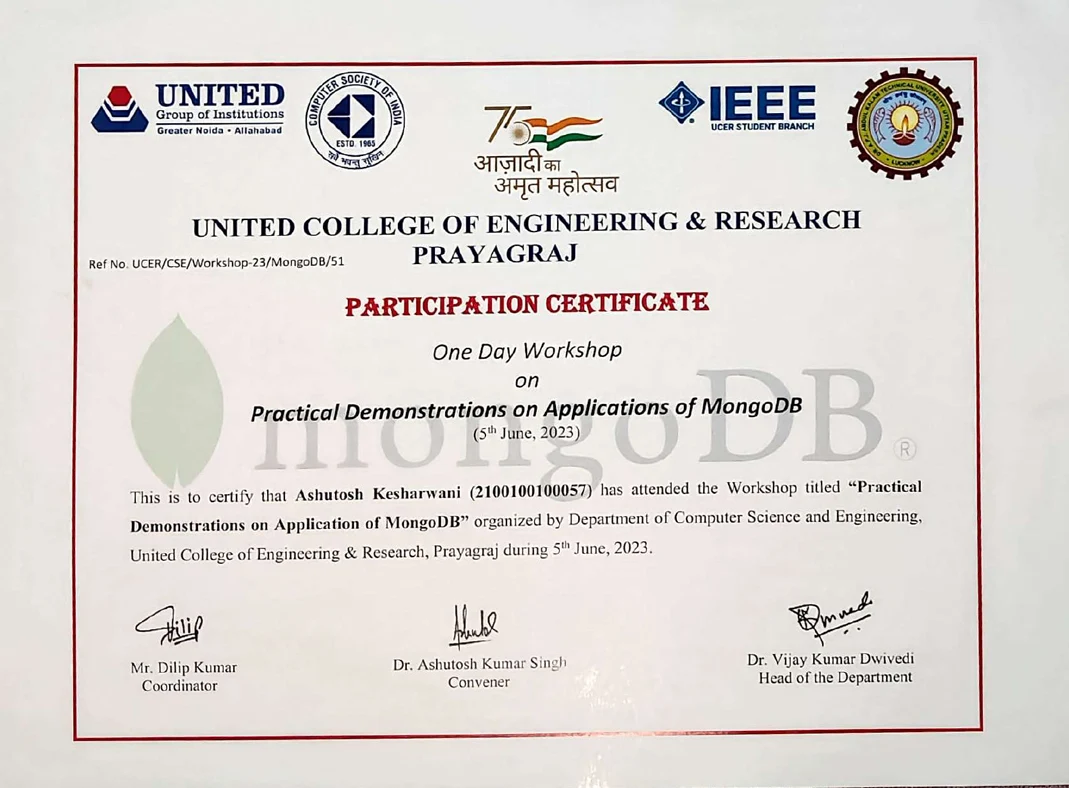 Mongo DB Training Certificate